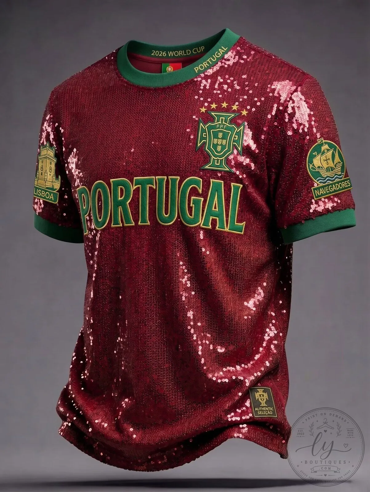 Portugal FC Match Sequin Football Jersey for Men