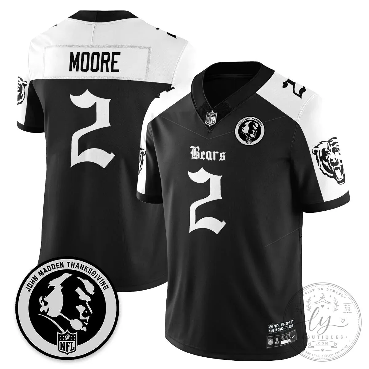 John Madden Thanksgiving Chicago Bears Number 18 Football Jersey 34 John Madden Thanksgiving Chicago Bears Number 18 Football Jersey