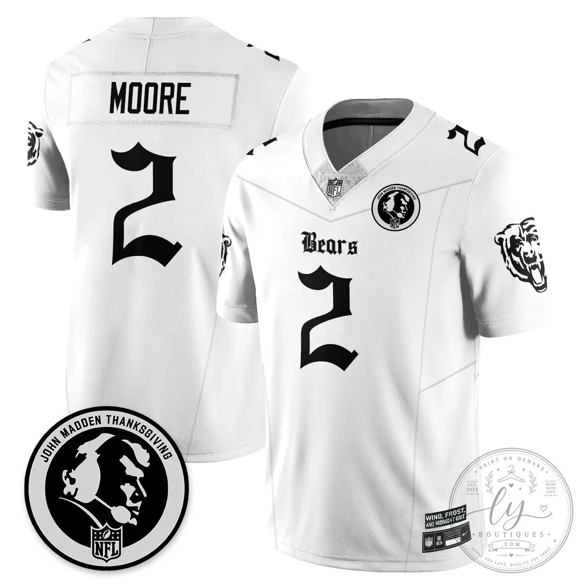 John Madden Thanksgiving Chicago Bears Number 18 Football Jersey 50 John Madden Thanksgiving Chicago Bears Number 18 Football Jersey