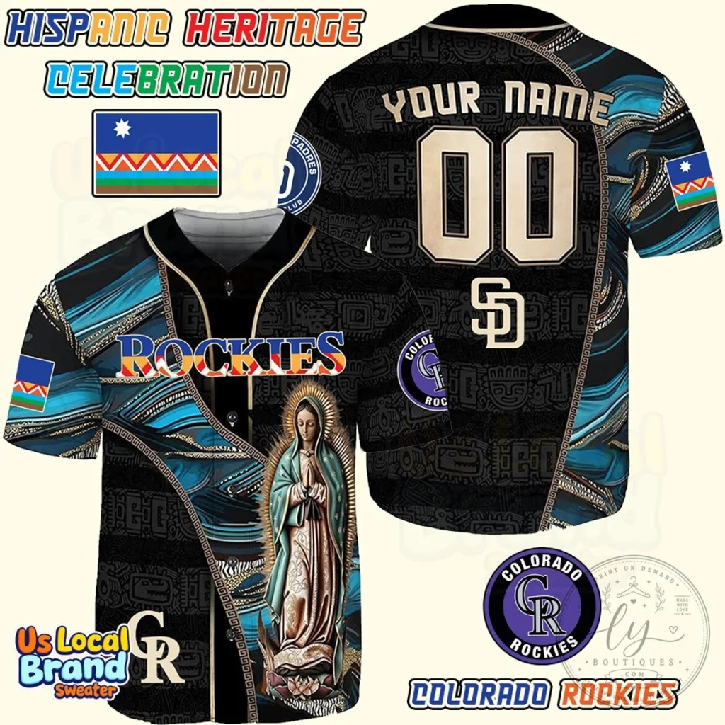 Colorado Rockies Baseball Jersey Hispanic Heritage Celebration Virgin Mary 29 Colorado Rockies Baseball Jersey Hispanic Heritage Celebration Virgin Mary