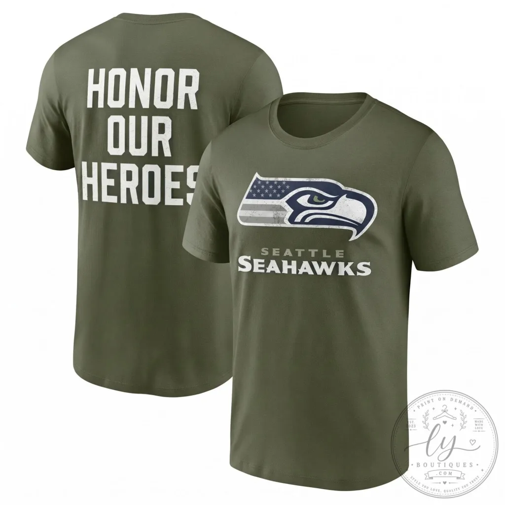 Military Green T-Shirt from Seattle Seahawks Salute to Service Honoring Our Heroes Military Green T-Shirt from Seattle Seahawks Salute to Service Honoring Our Heroes