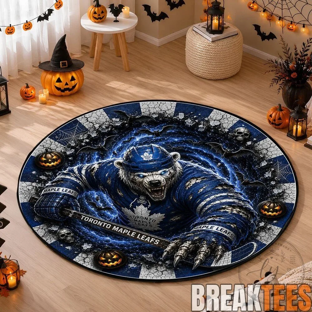 Toronto Maple Leafs Ice Hockey Bear Halloween Round Area Rug