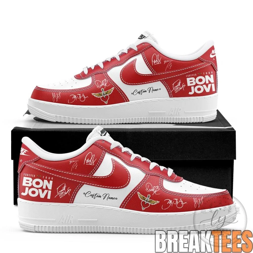 Bon Jovi Forever Tour 2026 Custom Name Red and White Sneakers 7 Bon Jovi Forever Tour 2026 Custom Name Red and White Sneakers