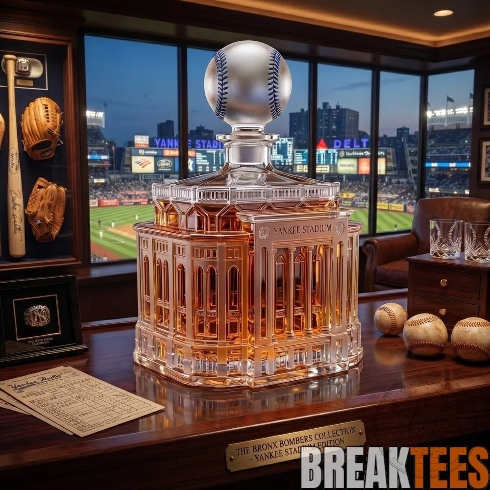 Yankee Stadium Baseball Decanter Set with Whiskey Glasses