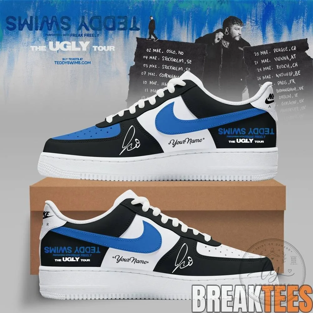 Teddy Swims The Ugly Tour Custom Black and Blue Athletic Shoes 2 Teddy Swims The Ugly Tour Custom Black and Blue Athletic Shoes