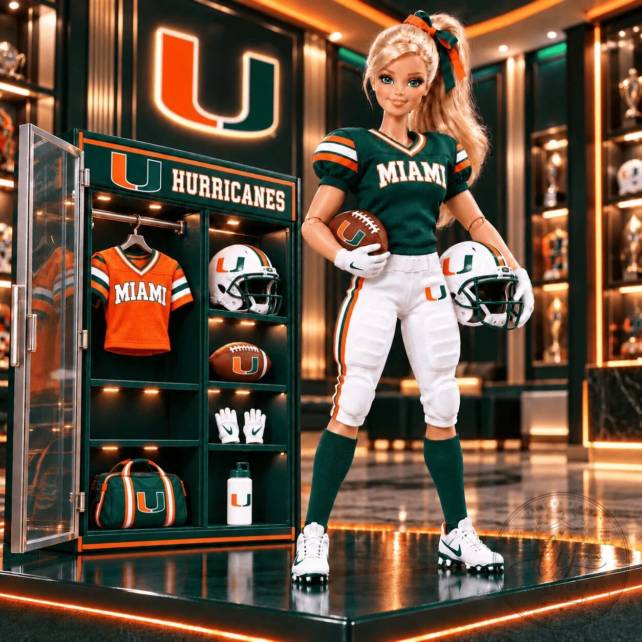 University of Miami Hurricanes Barbie Doll Commemorative Figure Collectible