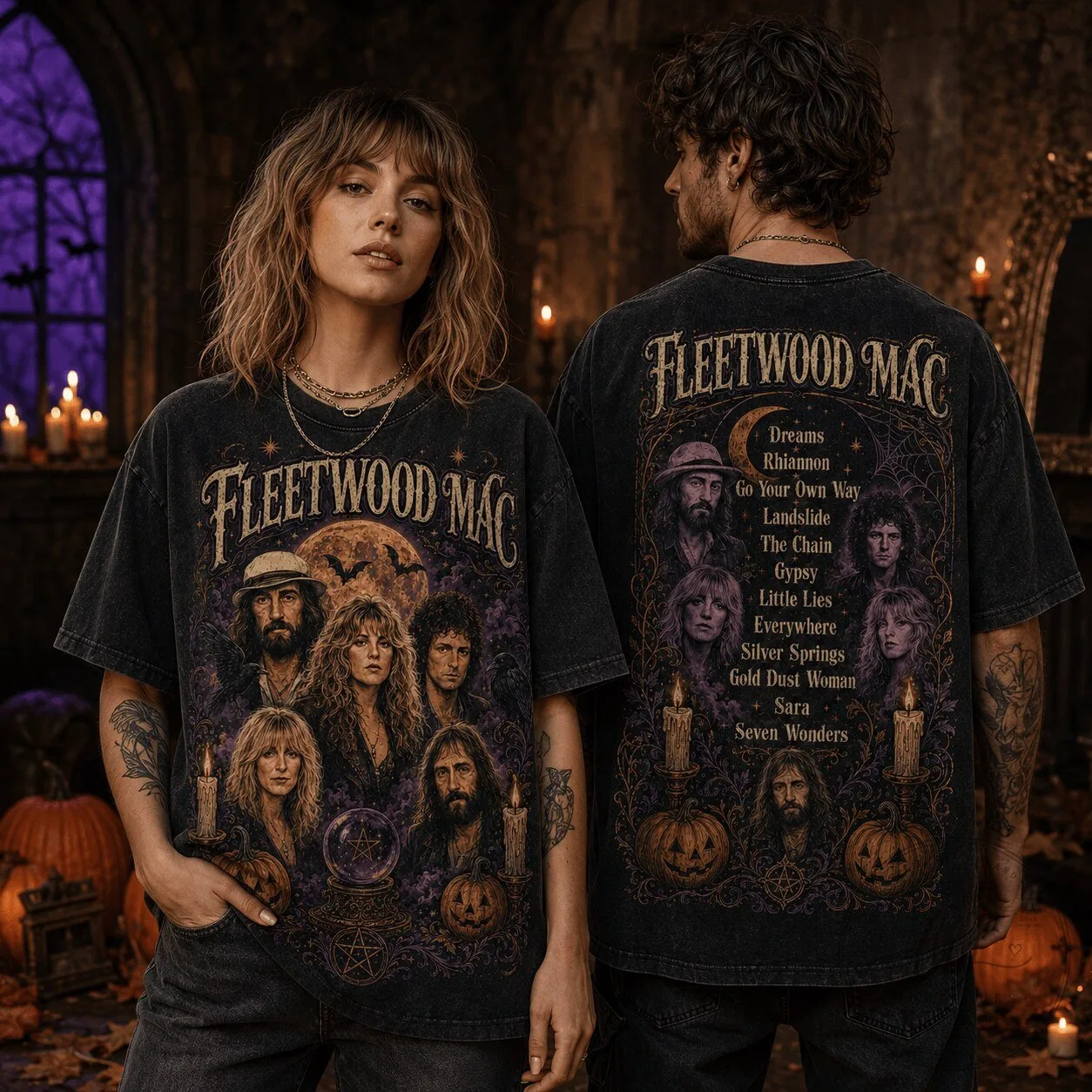 Fleetwood Mac Halloween Concert Tour Vintage Style T-Shirt