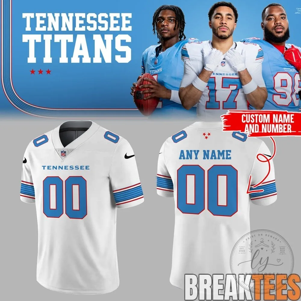 Custom Name and Number Football Jersey in Light Blue for Tennessee Titans Fans 7 Custom Name and Number Football Jersey in Light Blue for Tennessee Titans Fans