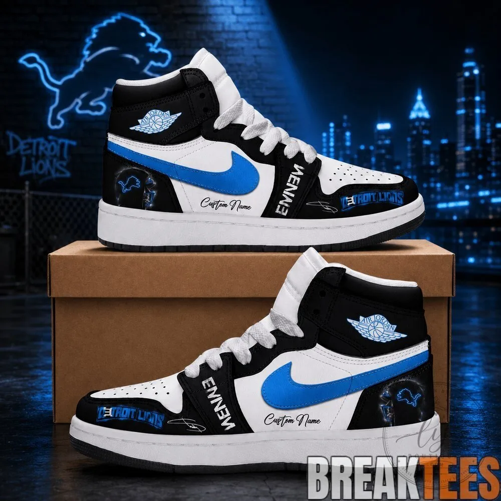 Eminem Detroit Lions Signature Custom Air Jordan High Top Shoes
