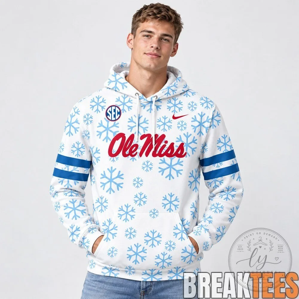 Ole Miss Rebels Football Team Snowflake Pattern White Graphic Hoodie for College Fans 7 Ole Miss Rebels Football Team Snowflake Pattern White Graphic Hoodie for College Fans