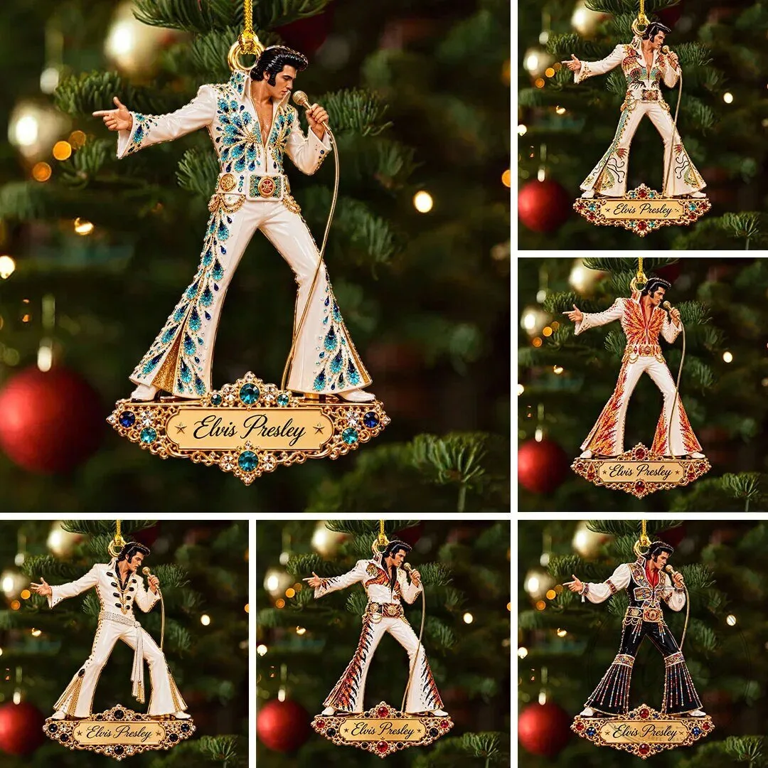 Elvis Presley Christmas Tree Ornament Set - King of Rock and Roll Holiday Decor