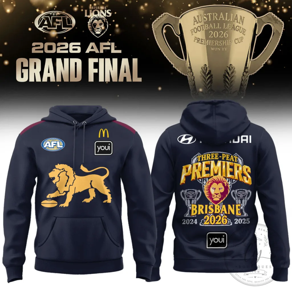 Hoodie Celebrating the Brisbane Lions 2026 Grand Final Three-Peat AFL Championship 40 Hoodie Celebrating the Brisbane Lions 2026 Grand Final Three-Peat AFL Championship