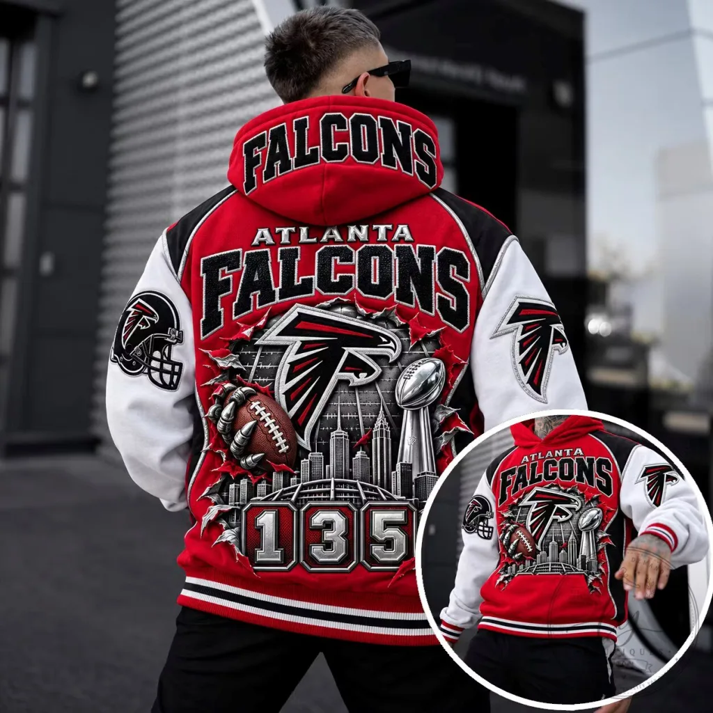 Atlanta Falcons Football Team Red and White Varsity Style Hoodie 35 Atlanta Falcons Football Team Red and White Varsity Style Hoodie