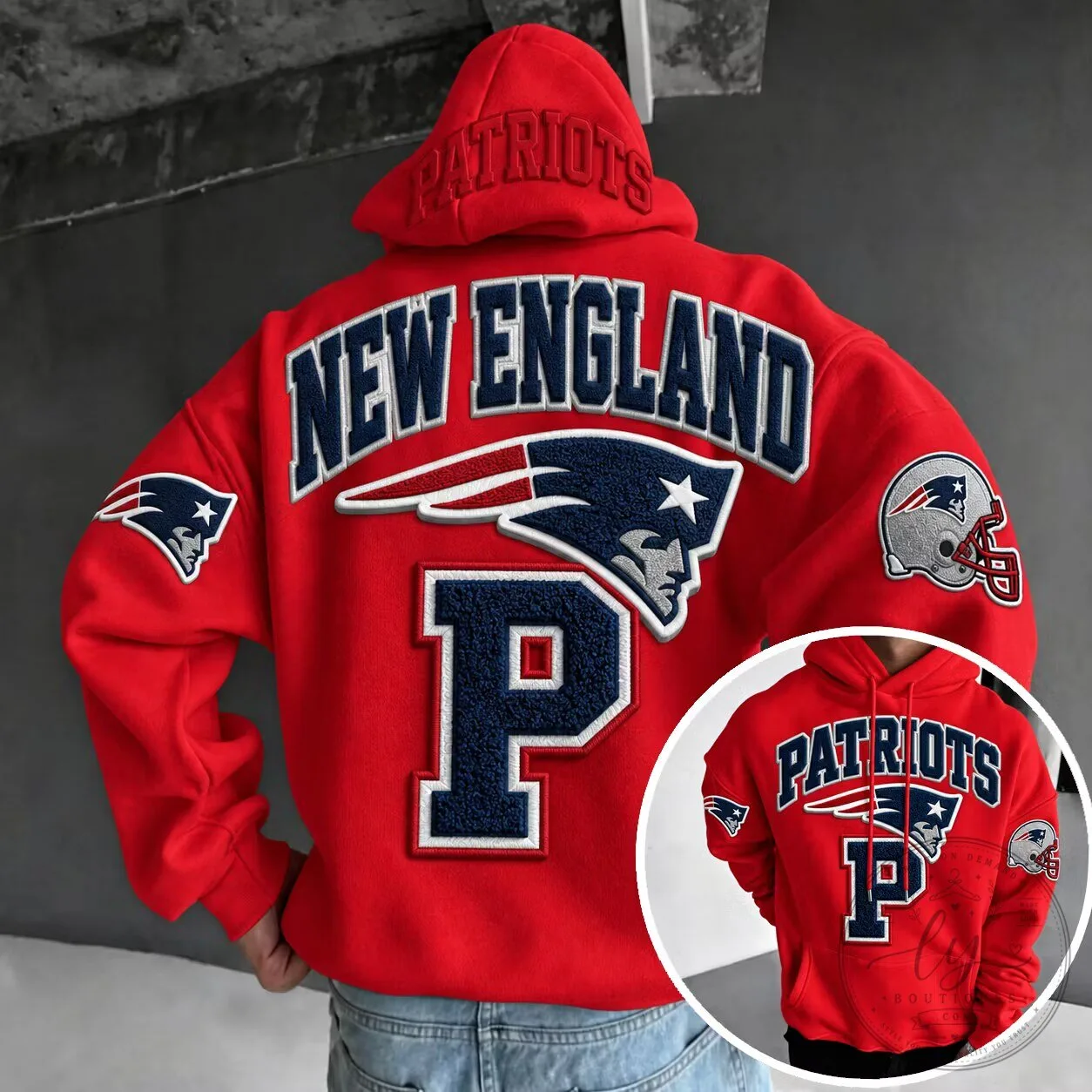 New England Patriots American Football Team Red Logo Fan Hoodie
