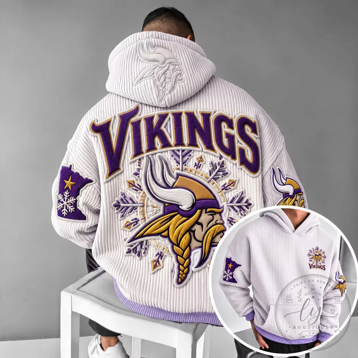 Minnesota Vikings Corduroy Embroidered Hoodie with Viking Head and Snowflake Design 1 Minnesota Vikings Corduroy Embroidered Hoodie with Viking Head and Snowflake Design