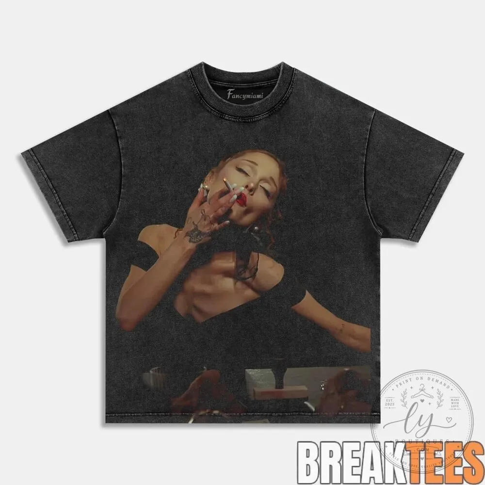 Ariana Grande Glamour Chair Pose Black Washed Cotton T-Shirt 16 Ariana Grande Glamour Chair Pose Black Washed Cotton T-Shirt