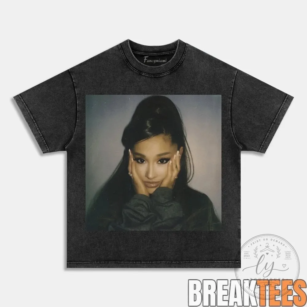 Ariana Grande Glamour Chair Pose Black Washed Cotton T-Shirt 18 Ariana Grande Glamour Chair Pose Black Washed Cotton T-Shirt