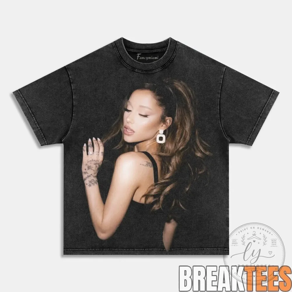 Ariana Grande Glamour Chair Pose Black Washed Cotton T-Shirt 21 Ariana Grande Glamour Chair Pose Black Washed Cotton T-Shirt