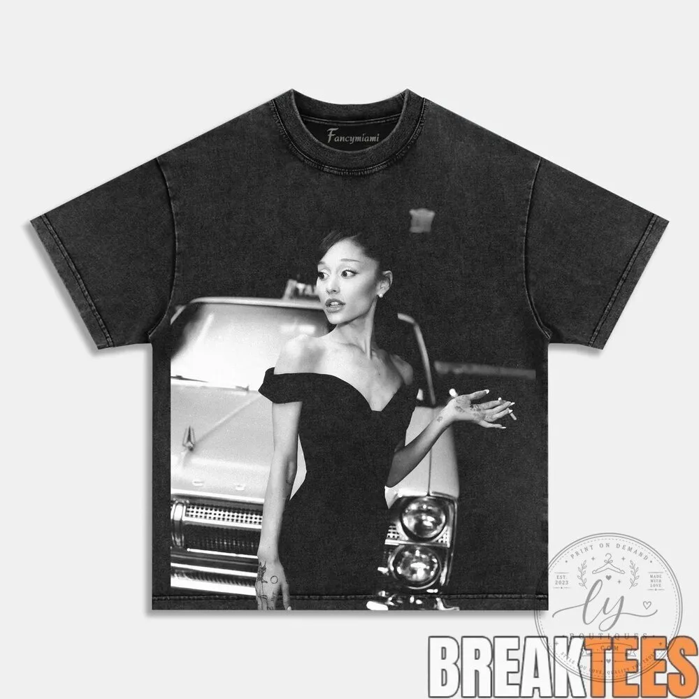 Ariana Grande Glamour Chair Pose Black Washed Cotton T-Shirt 24 Ariana Grande Glamour Chair Pose Black Washed Cotton T-Shirt
