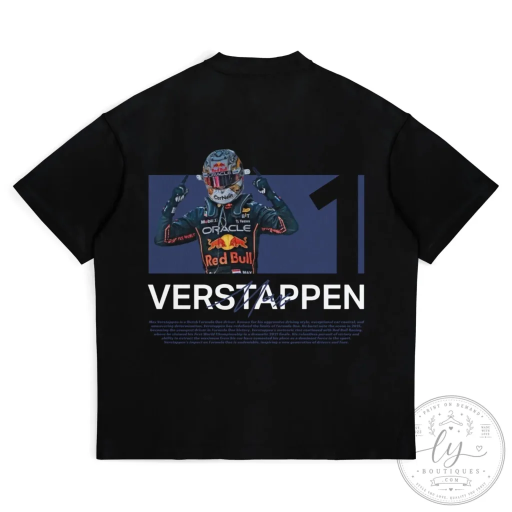 Max Verstappen Formula One Driver Black Graphic T-Shirt 11 Max Verstappen Formula One Driver Black Graphic T-Shirt