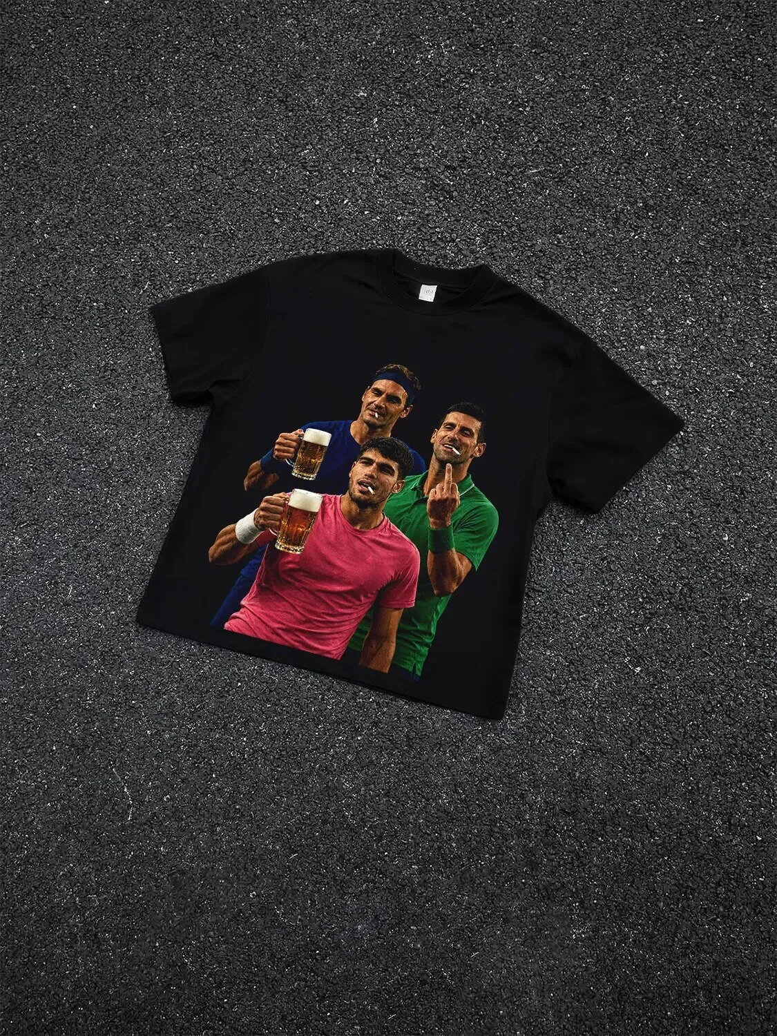 Carlos Alcaraz Rafael Nadal Novak Djokovic Tennis Legends Black T-Shirt