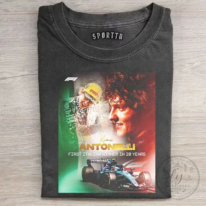 T-Shirt Celebrating Kimi Antonelli: First Italian Formula 1 Winner in Two Decades