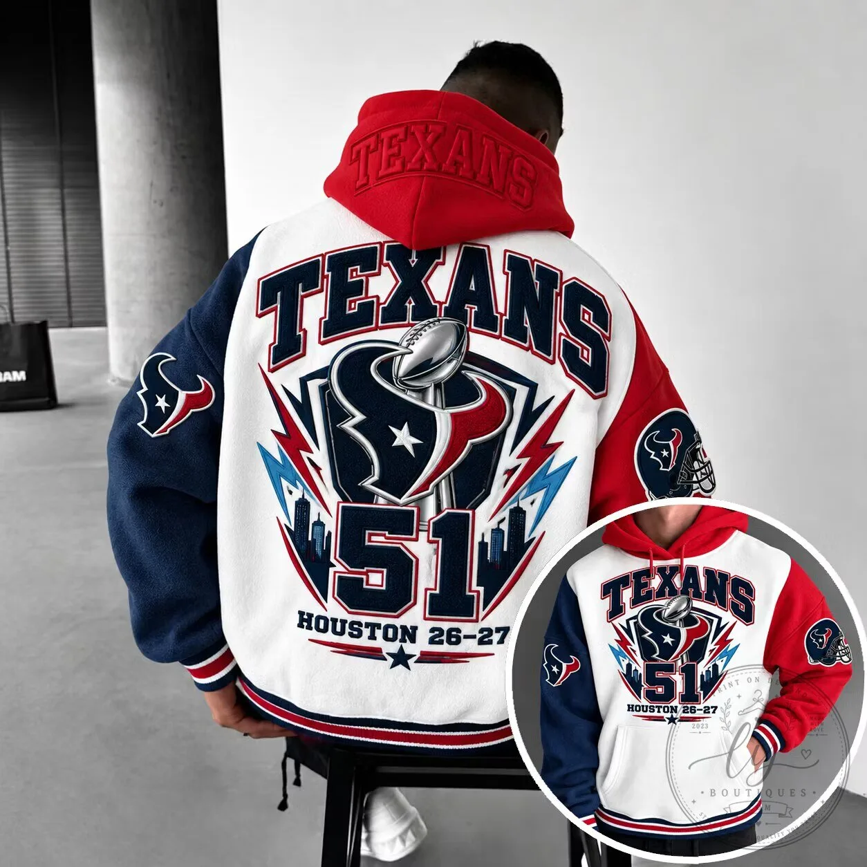 Houston Texans NFL Football Team Logo Varsity Hoodie