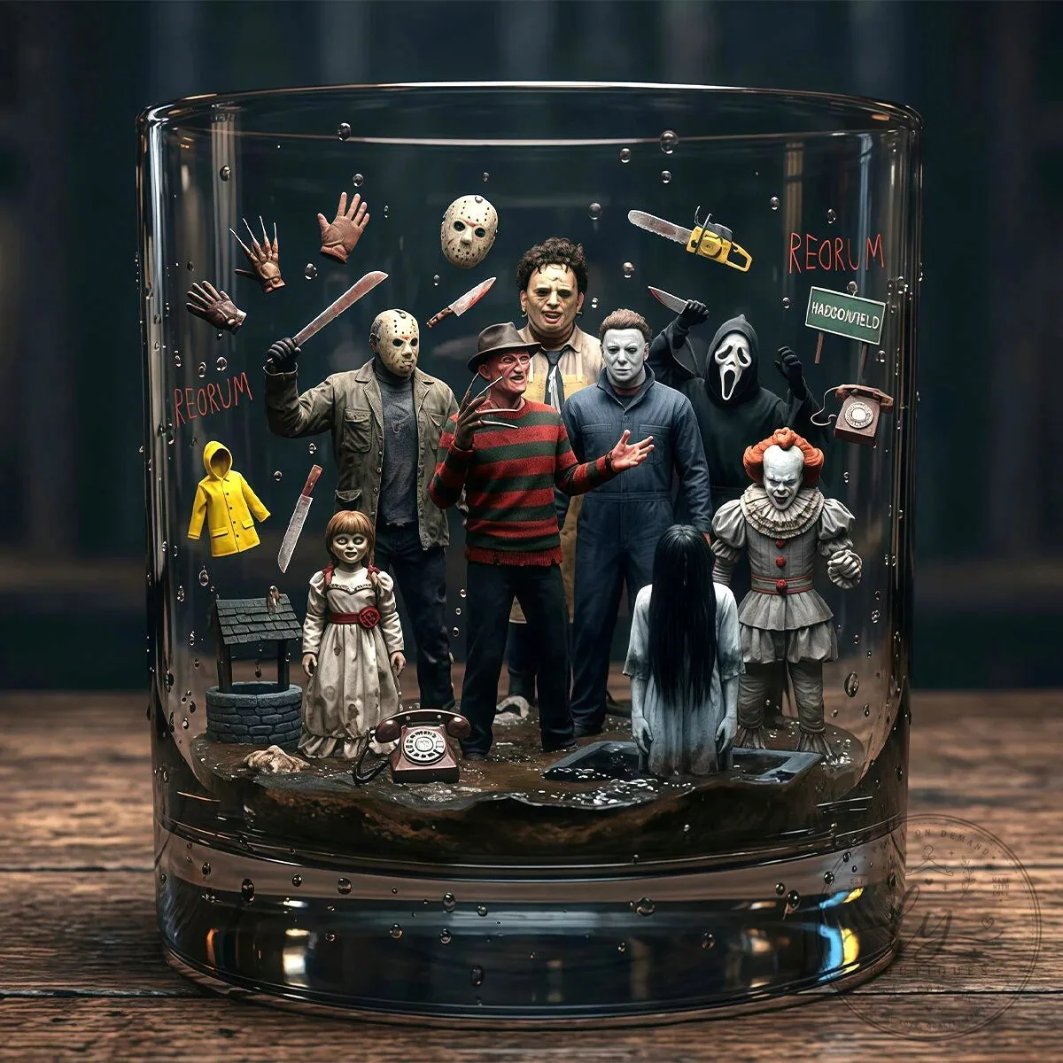 Horror Movie Villains Whiskey Glass, Scary Halloween Characters Drinking Glass 10 Horror Movie Villains Whiskey Glass, Scary Halloween Characters Drinking Glass