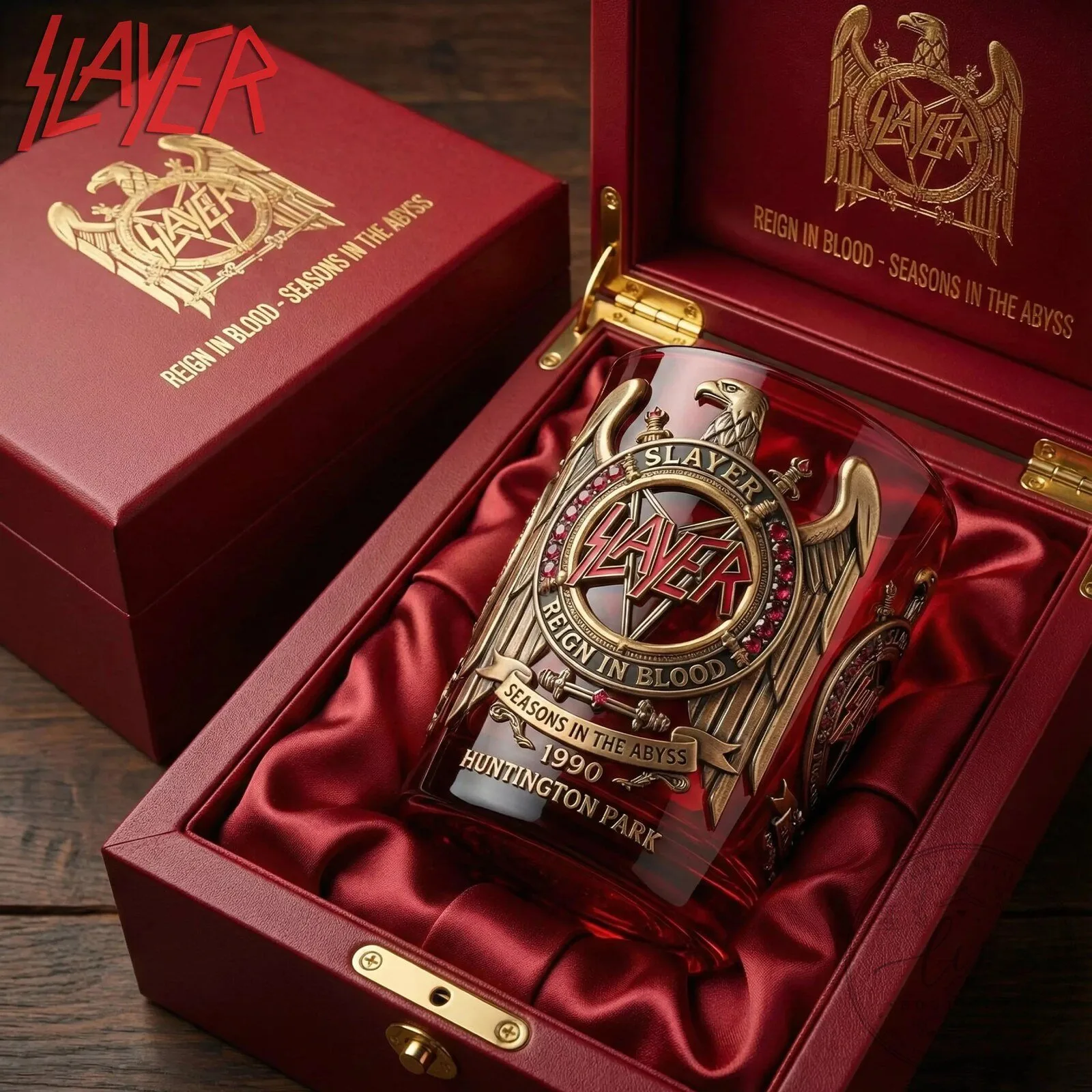 Slayer Reign in Blood Seasons in the Abyss Glass Tumbler