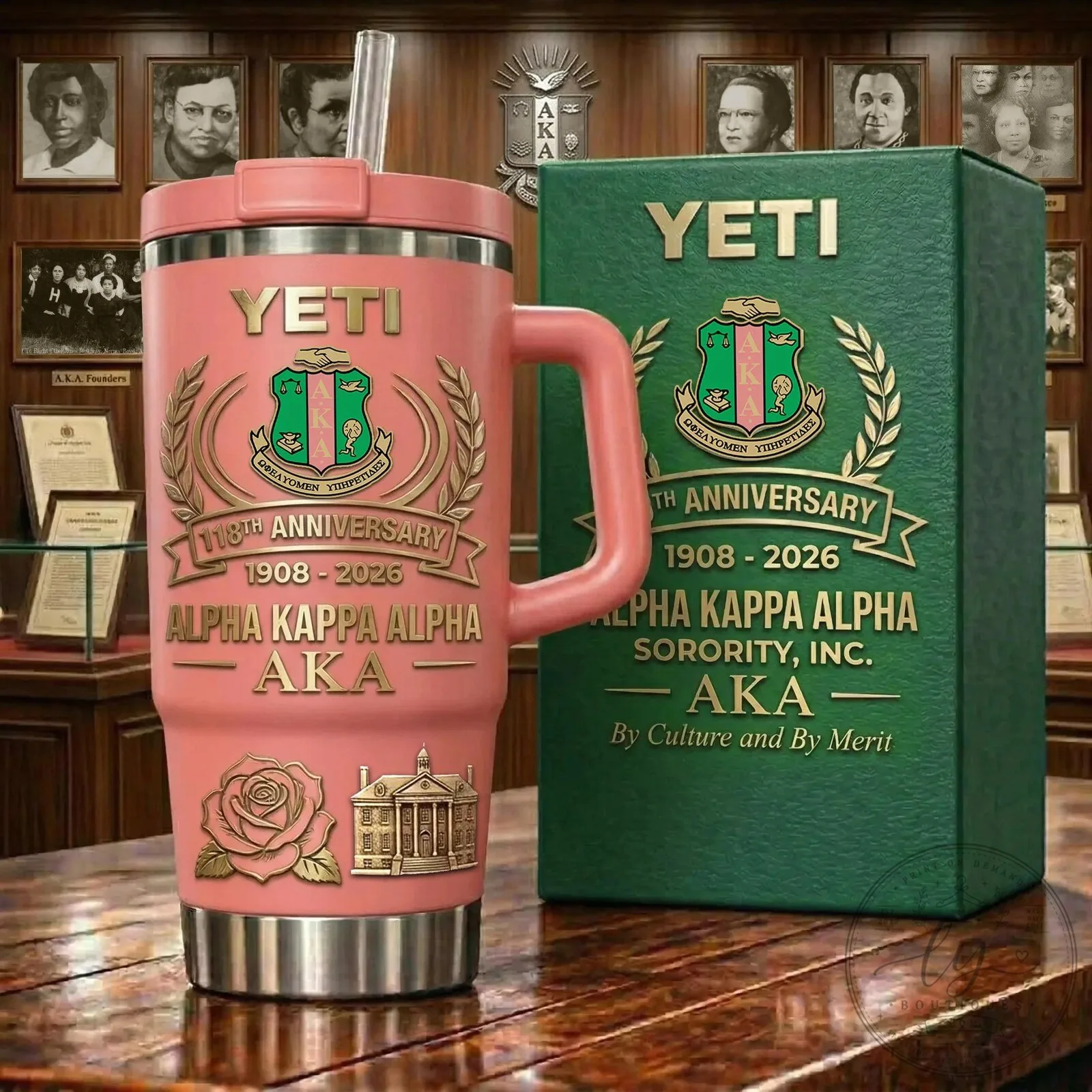 Alpha Kappa Alpha Sorority Incorporated 118th Anniversary Yeti Tumbler with Handle