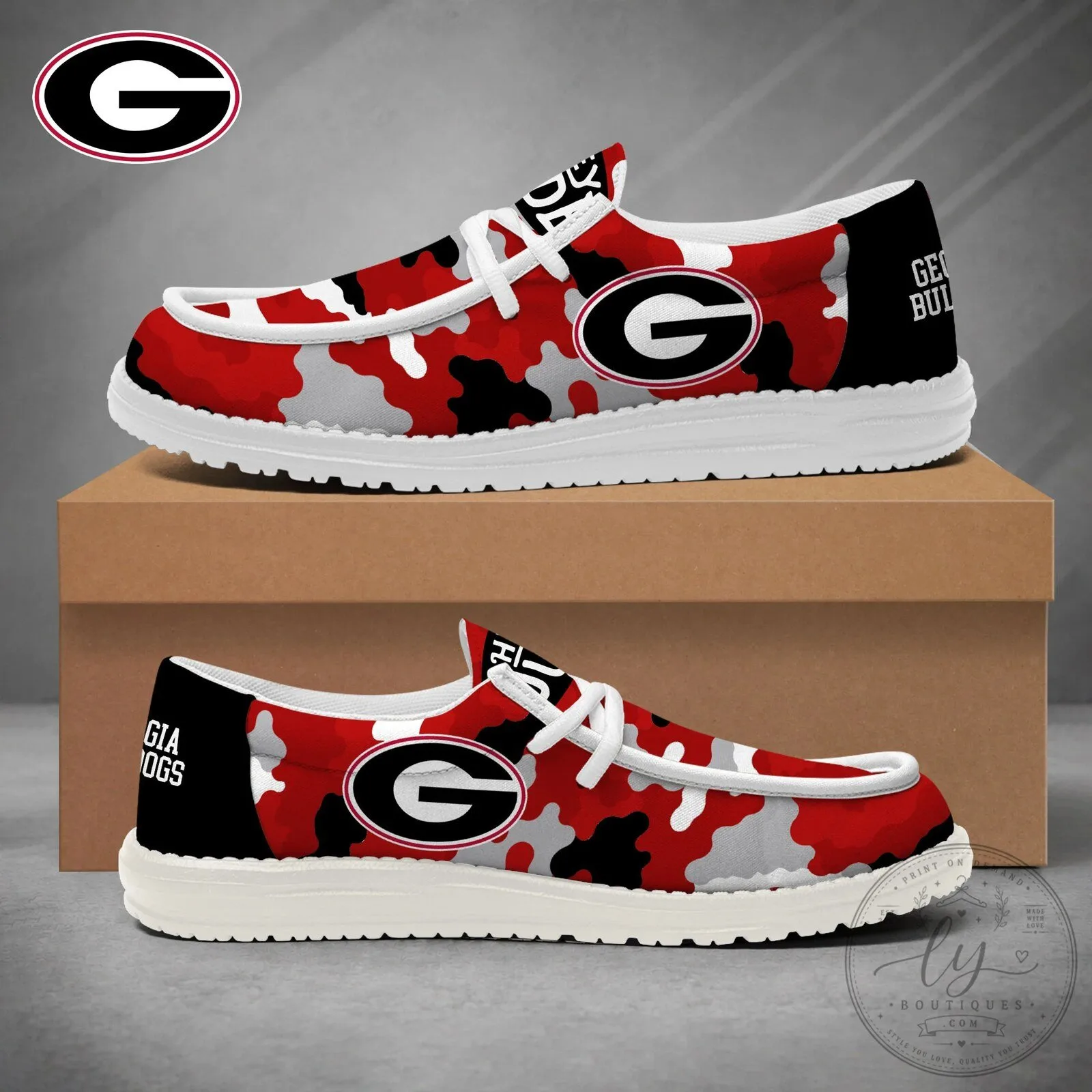 Georgia Bulldogs NCAA Camouflage Pattern Game Day Loafer Shoes