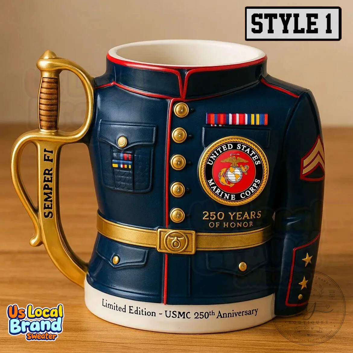 United States Marine Corps 250th Anniversary Uniform Design Coffee Mug