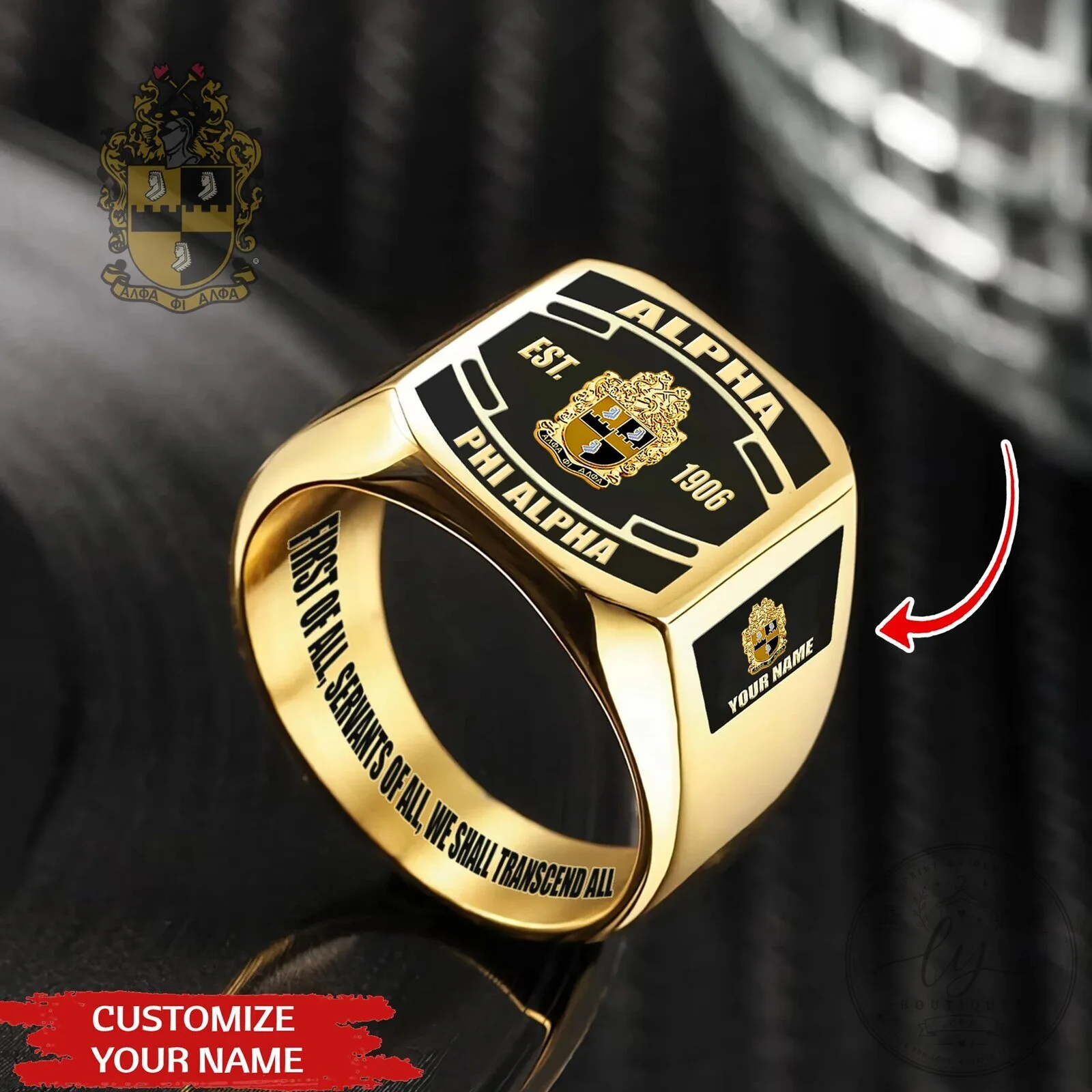 Alpha Phi Alpha Fraternity Gold Plated Custom Engraved College Ring