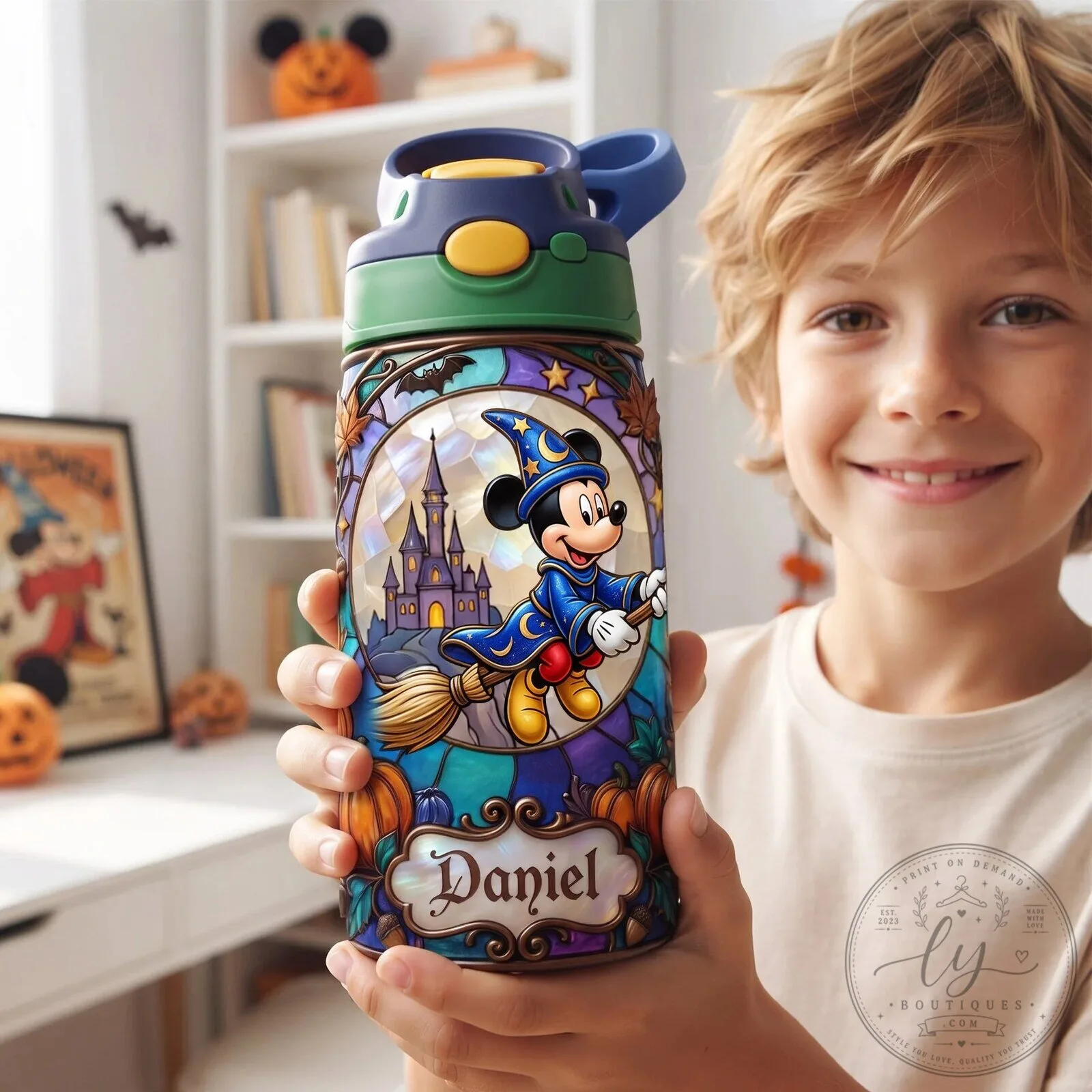 Disney Mickey Mouse Sorcerer Halloween Personalized Kids Water Bottle