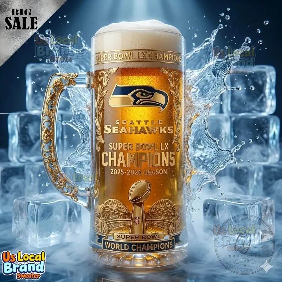 Seattle Seahawks Super Bowl LX Champions Beer Mug Glass