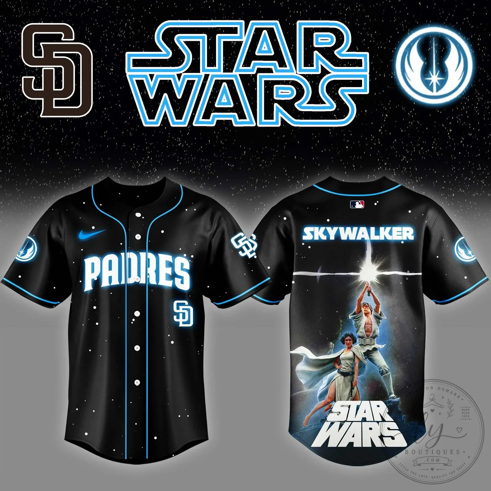 Star Wars Luke Skywalker Baseball Jersey for San Diego Padres Fans