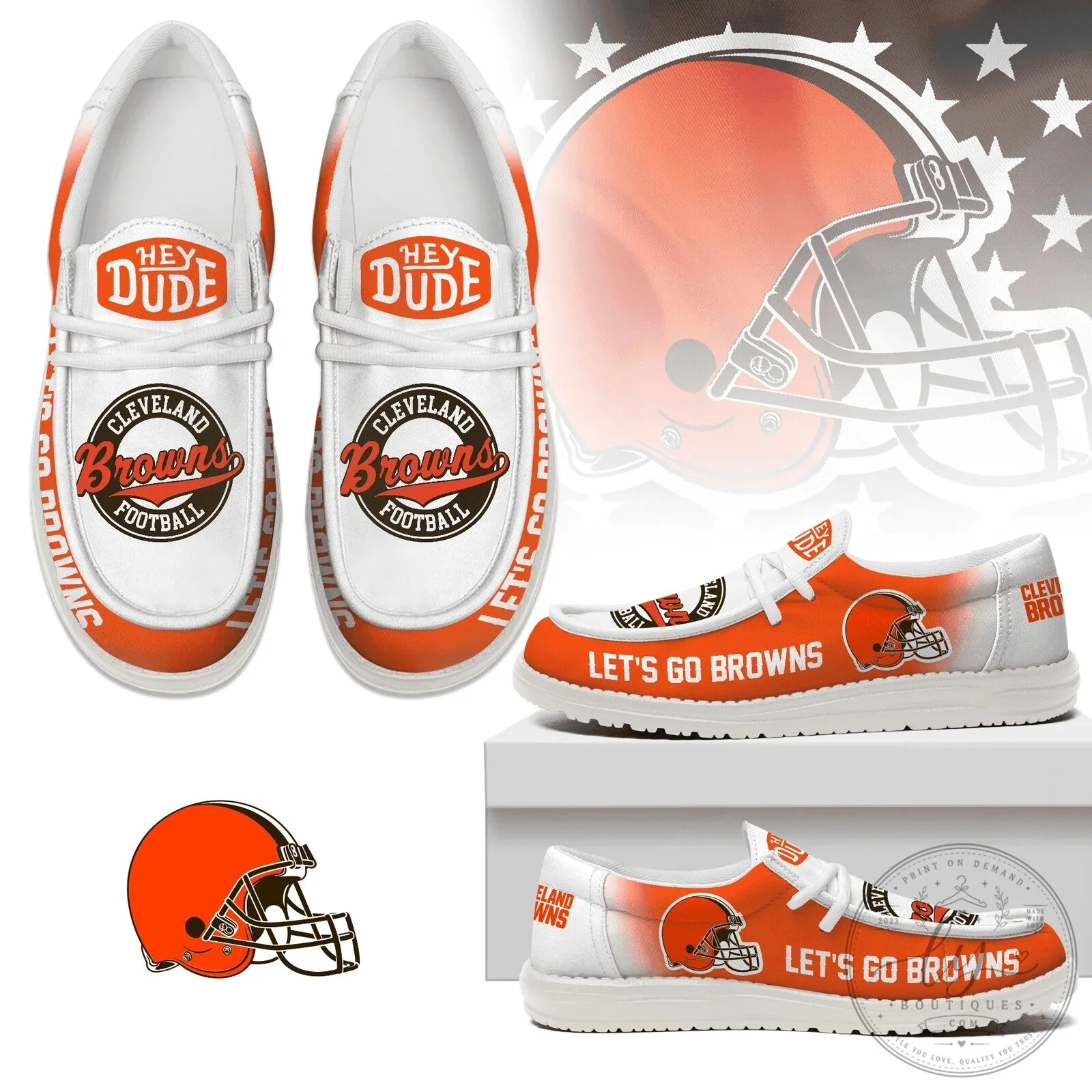 Cleveland Browns Football Team Logo Hey Dude Style Loafer Shoes