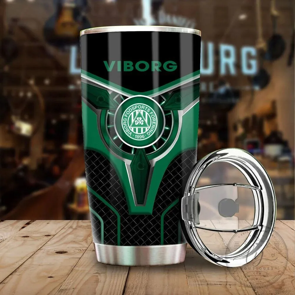 Viborg F.F. Football Club Green and Black Stainless Steel Tumbler