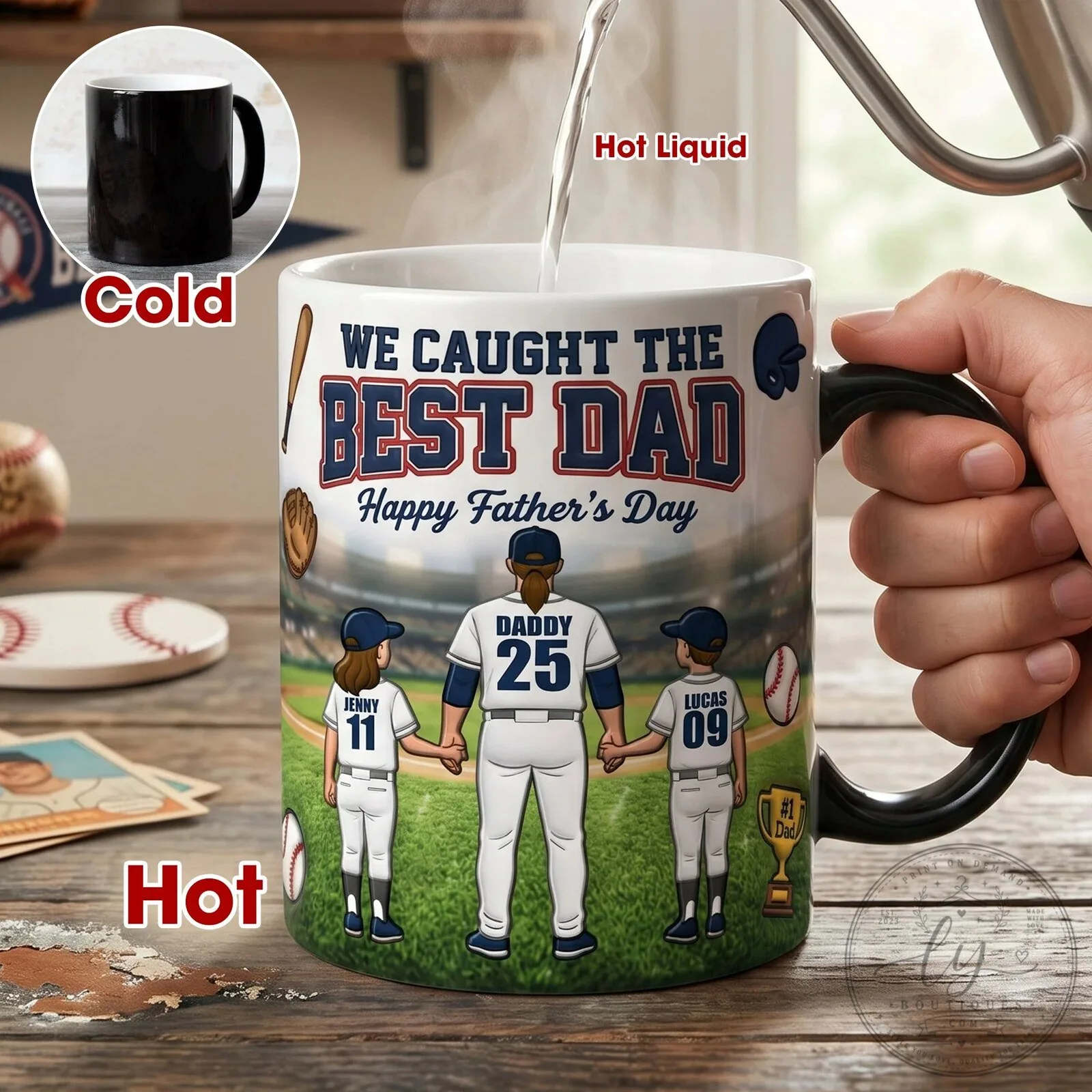 Best Dad Baseball Father's Day Personalized Magic Coffee Mug