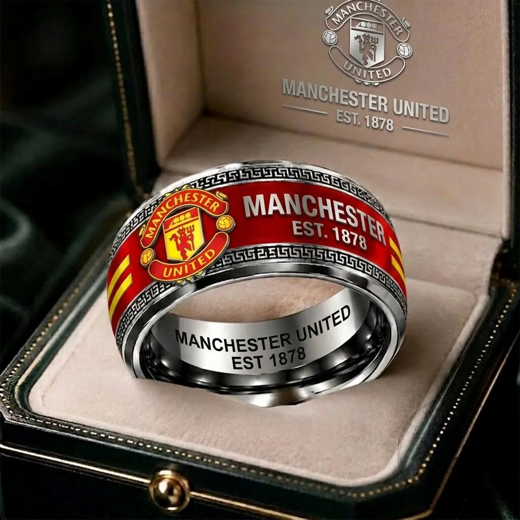 Manchester United Football Club Team Crest Stainless Steel Ring
