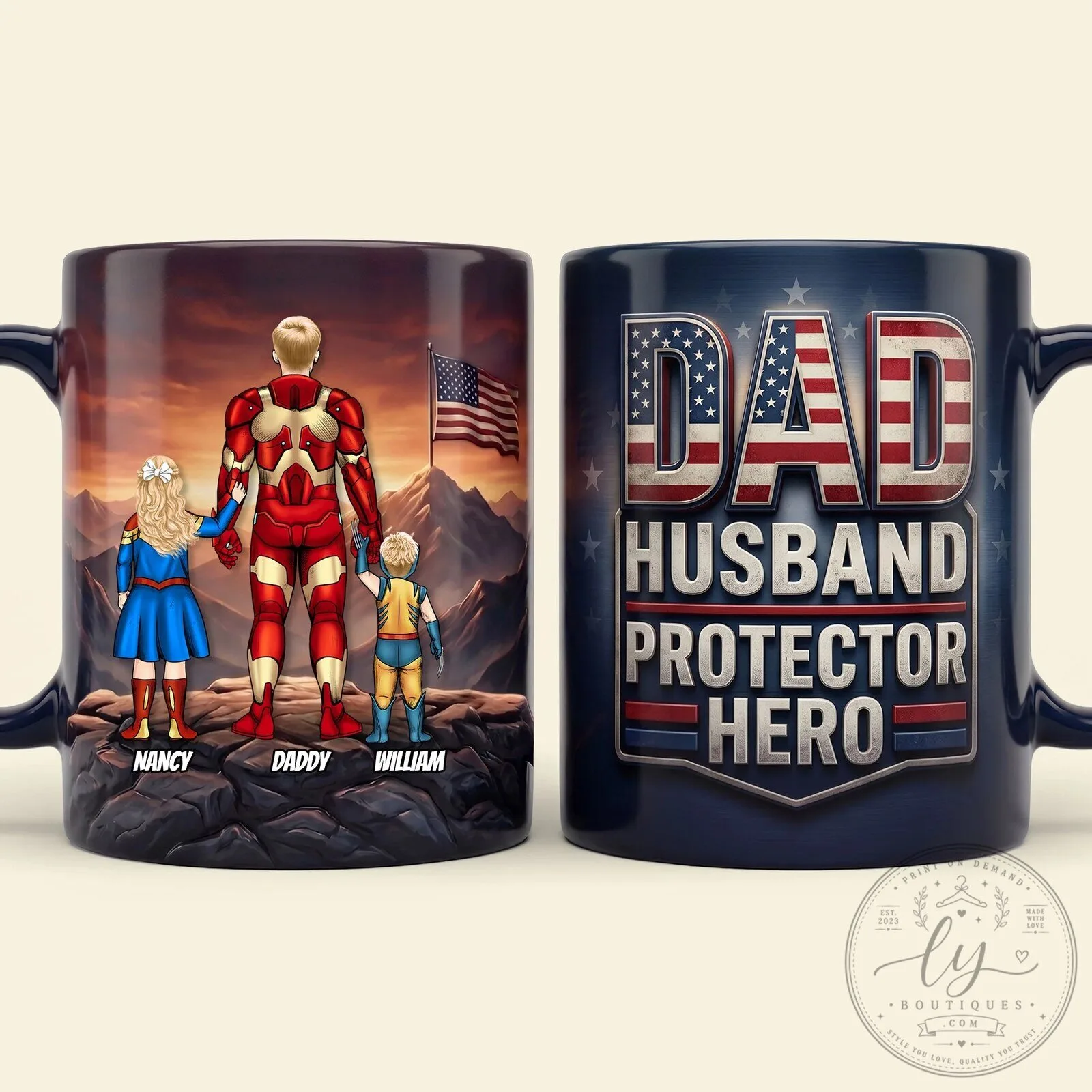 Personalized Dad Husband Protector Hero Iron Man and Kids Coffee Mug 9 Personalized Dad Husband Protector Hero Iron Man and Kids Coffee Mug