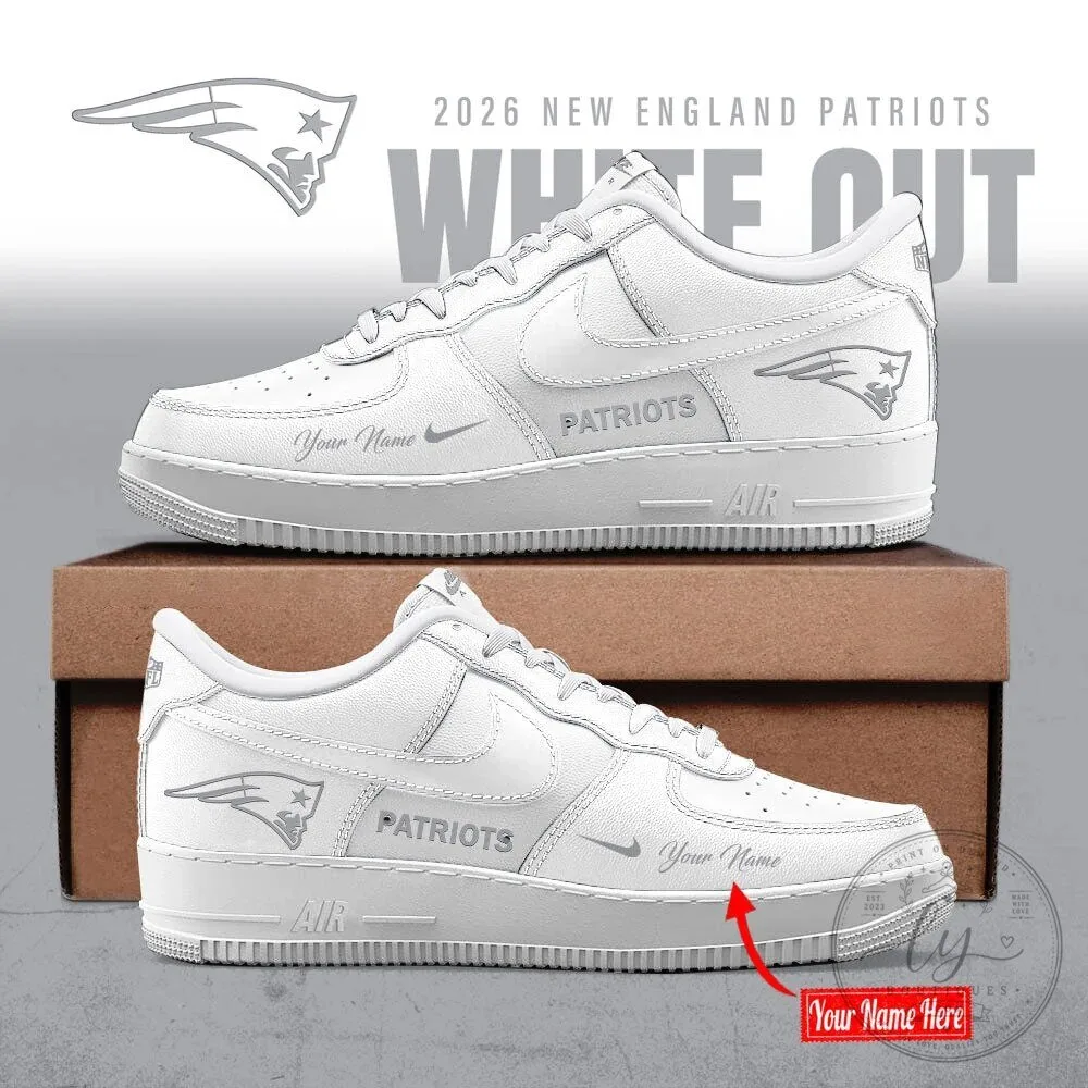 New England Patriots White Out Limited Edition Custom Name Sneakers