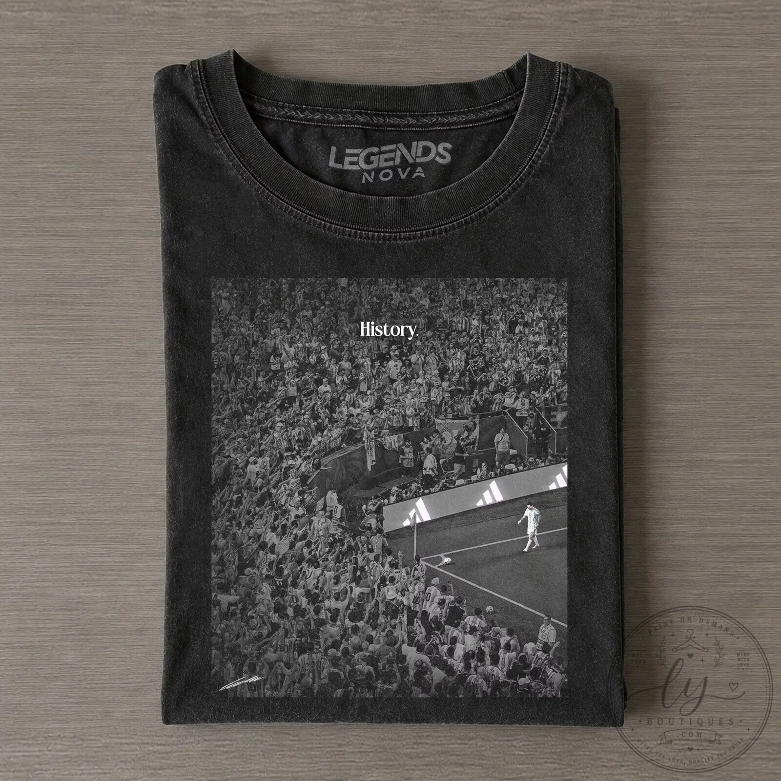 Lionel Messi History Black and White Football Fan T-Shirt