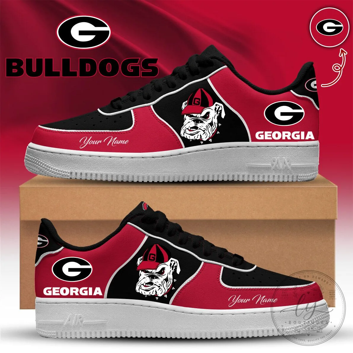Custom Game Day Low-Top Sneakers featuring UGA Design