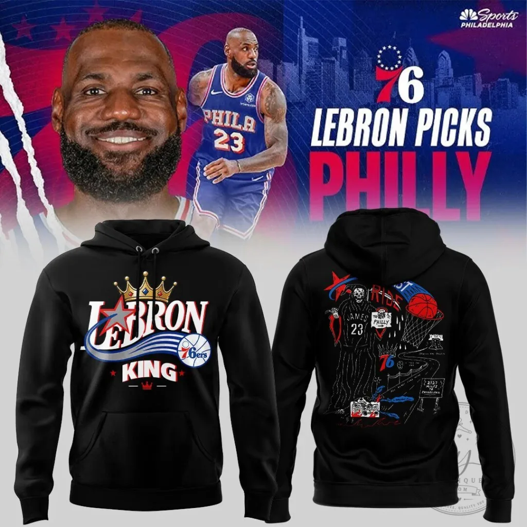 LeBron James Sixers Basketball King Black Hoodie 9 LeBron James Sixers Basketball King Black Hoodie