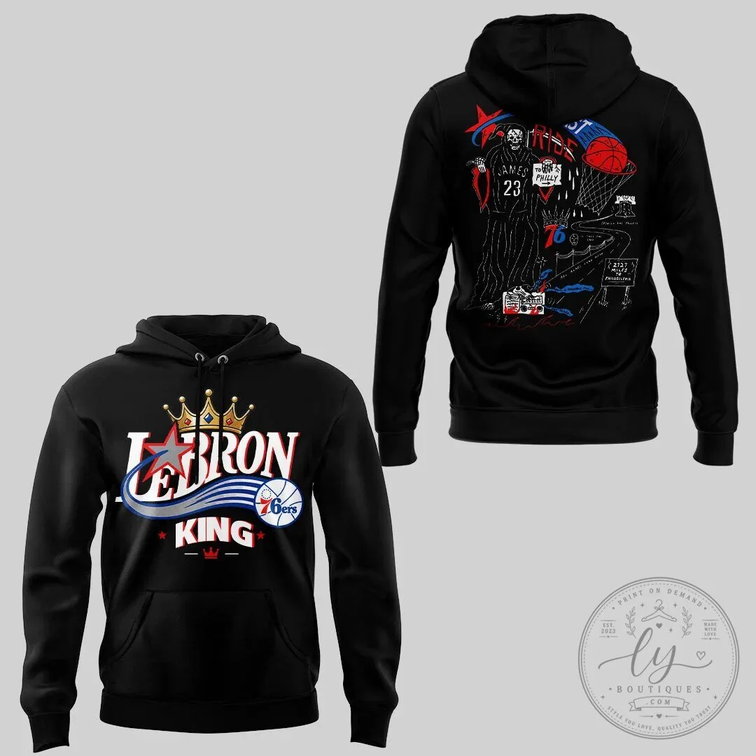 LeBron James Sixers Basketball King Black Hoodie 7 LeBron James Sixers Basketball King Black Hoodie