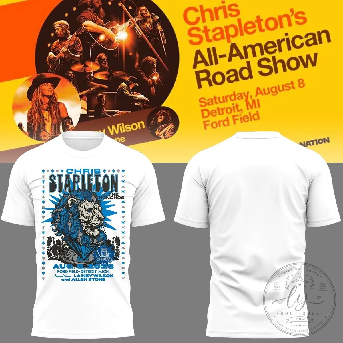 All-American Road Show Tour T-Shirt for Chris Stapleton Concert Fans
