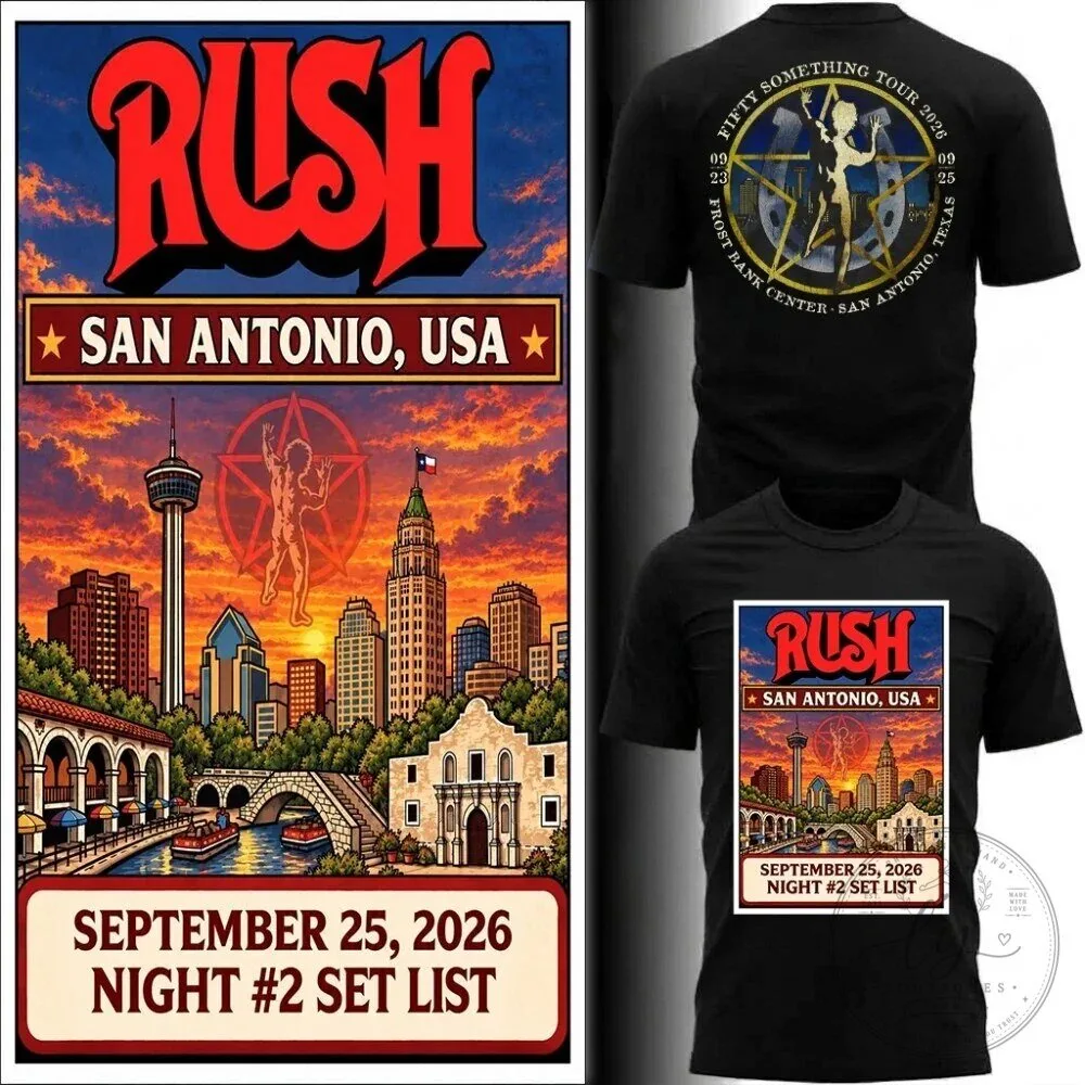 Rush San Antonio USA Tour 2026 Concert Poster Black Adult T-Shirt