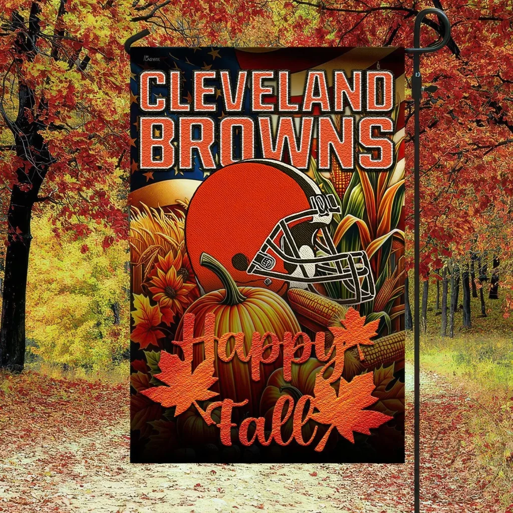 Cleveland Browns Football Team Happy Fall Autumn Harvest Garden Flag 40 Cleveland Browns Football Team Happy Fall Autumn Harvest Garden Flag