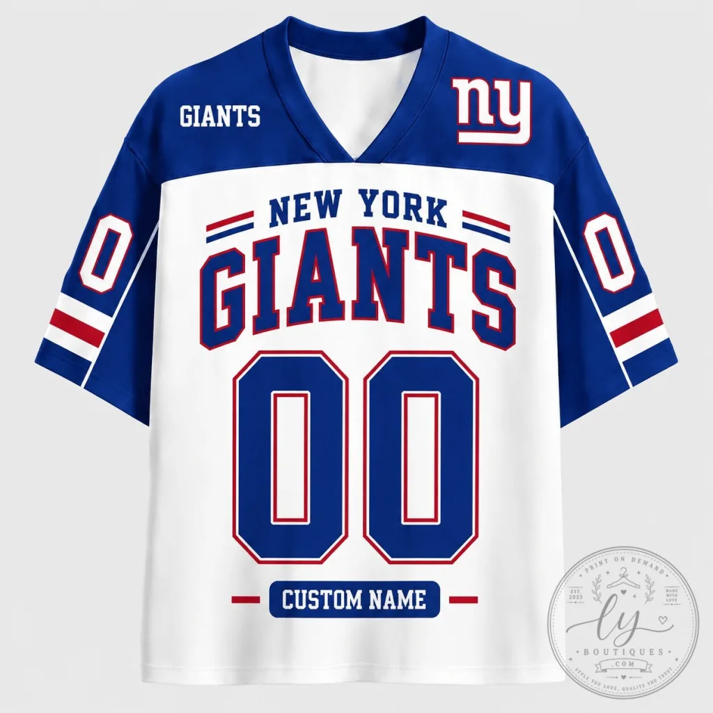 New York Giants Custom Name and Number White Football Jersey New York Giants Custom Name and Number White Football Jersey